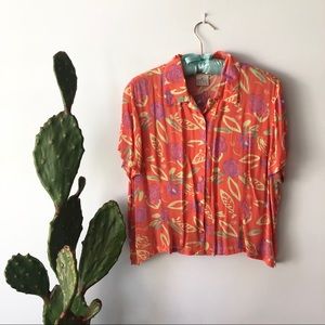 VINTAGE Button Down Short Sleeve Top